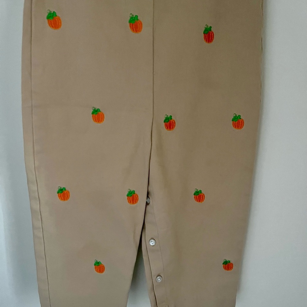 Boys 2T Charming Beige Bodysuit with Orange Pumpkin Embroidery - Picture 2 of 4